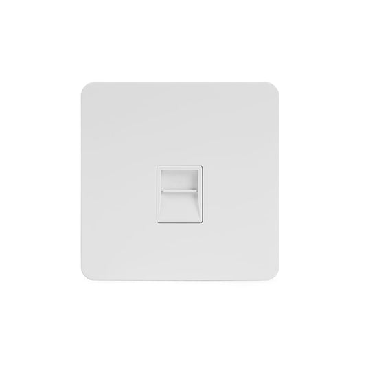 The Eldon Collection White Metal Flat Plate 1 Gang Telephone Secondary (Slave) Socket,BT Wht Ins Screwless