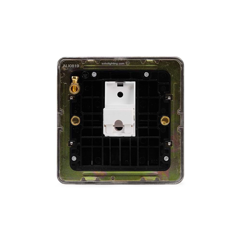 The Lombard Collection Brushed Chrome Flat Plate 1 Gang Data Socket RJ45 Ethernet Cat5/Cat6 Blk Ins Screwless