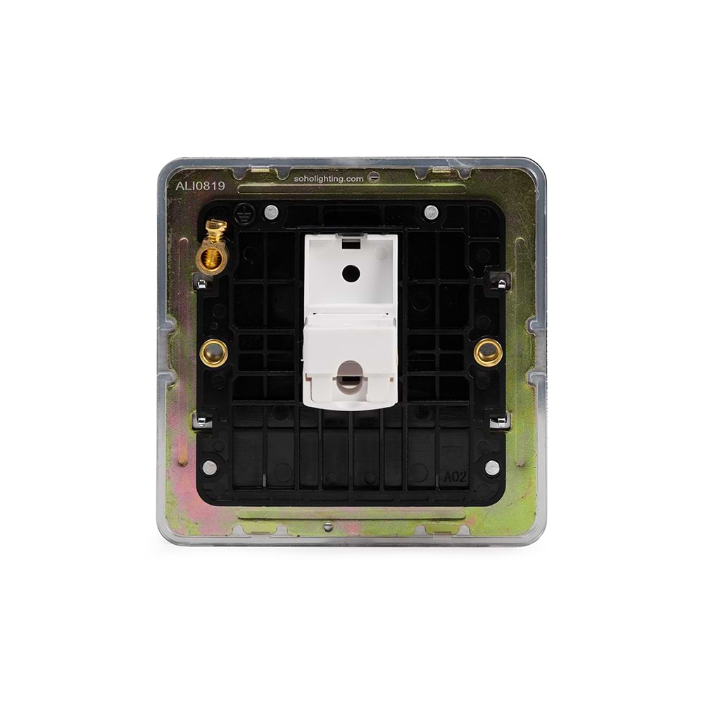 The Finsbury Collection Polished Chrome Flat Plate 1 Gang Data Socket RJ45 Ethernet Cat5/Cat6 Blk Ins Screwless