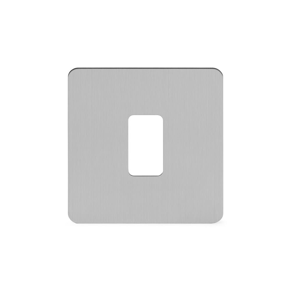 The Lombard Collection Brushed Chrome Flat Plate 1 Gang RM Rectangular Module Grid Switch Plate