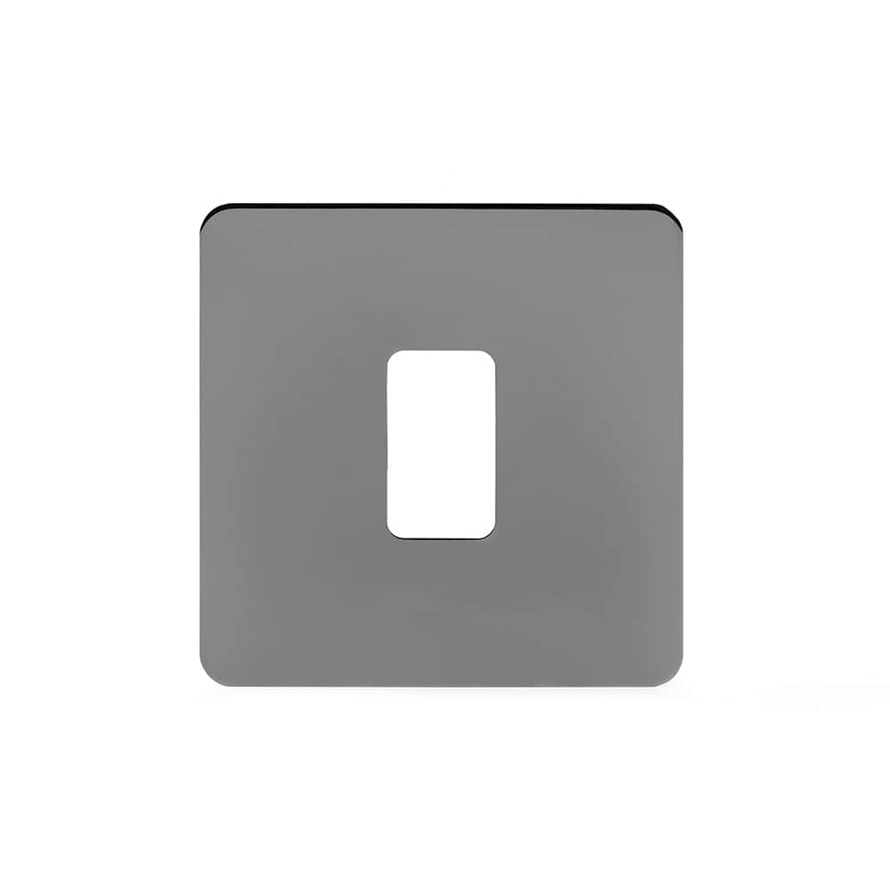 The Connaught Collection Black Nickel Flat Plate 1 Gang RM Rectangular Module Grid Switch Plate
