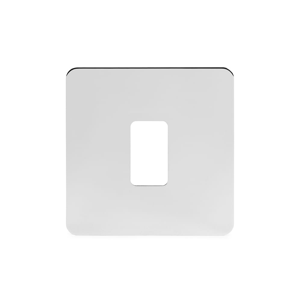 The Finsbury Collection Polished Chrome Flat Plate 1 Gang RM Rectangular Module Grid Switch Plate