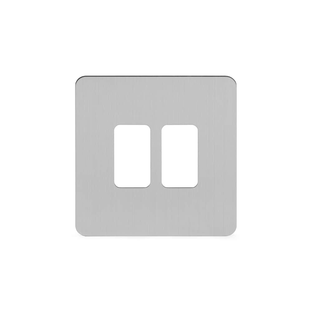 The Lombard Collection Brushed Chrome Flat Plate 2 Gang RM Rectangular Module Grid Switch Plate
