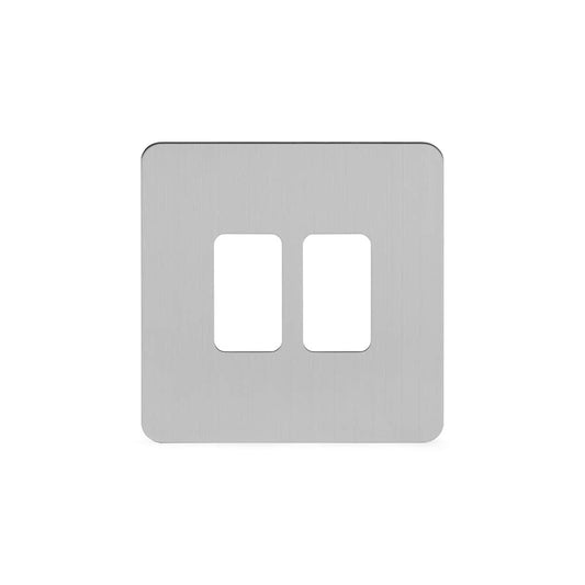 The Lombard Collection Brushed Chrome Flat Plate 2 Gang RM Rectangular Module Grid Switch Plate