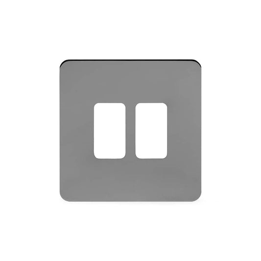 The Connaught Collection Black Nickel Flat Plate 2 Gang RM Rectangular Module Grid Switch Plate