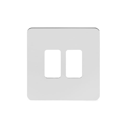 The Finsbury Collection Polished Chrome Flat Plate 2 Gang RM Rectangular Module Grid Switch Plate