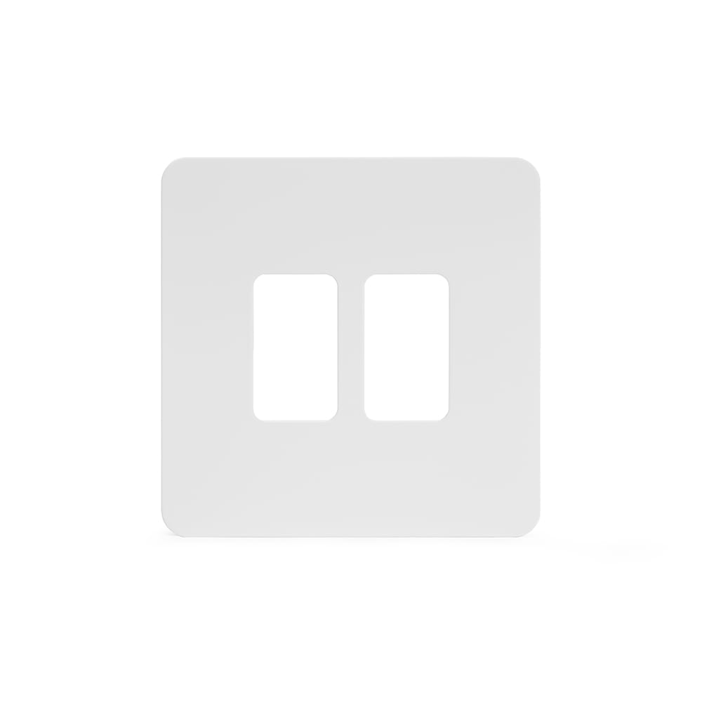 The Eldon Collection White Metal Flat Plate 2 Gang RM Rectangular Module Grid Switch Plate