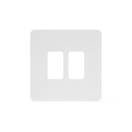The Eldon Collection White Metal Flat Plate 2 Gang RM Rectangular Module Grid Switch Plate
