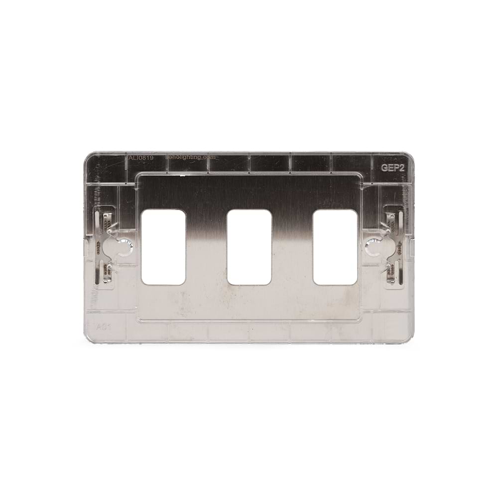 The Lombard Collection Brushed Chrome Flat Plate 3 Gang RM Rectangular Module Grid Switch Plate