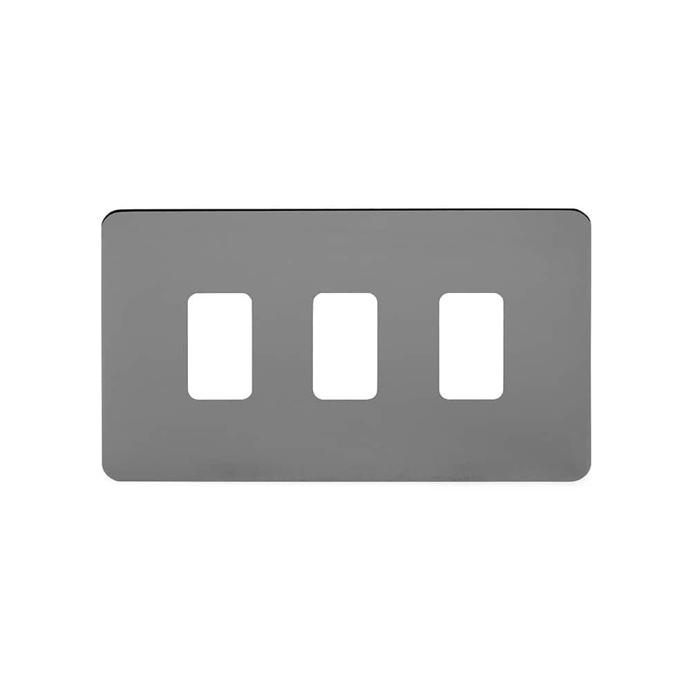 The Connaught Collection Black Nickel Flat Plate 3 Gang RM Rectangular Module Grid Switch Plate