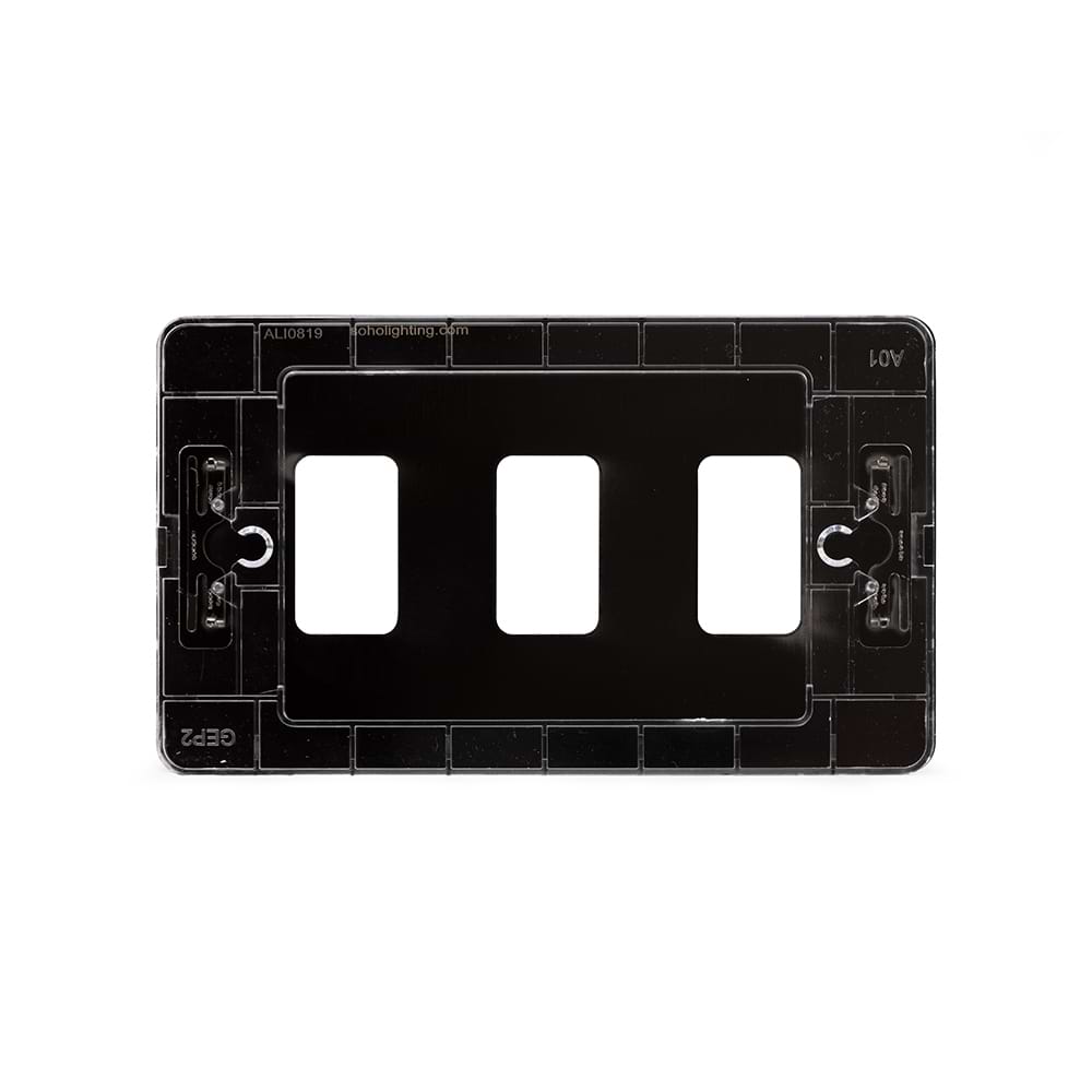 The Connaught Collection Black Nickel Flat Plate 3 Gang RM Rectangular Module Grid Switch Plate