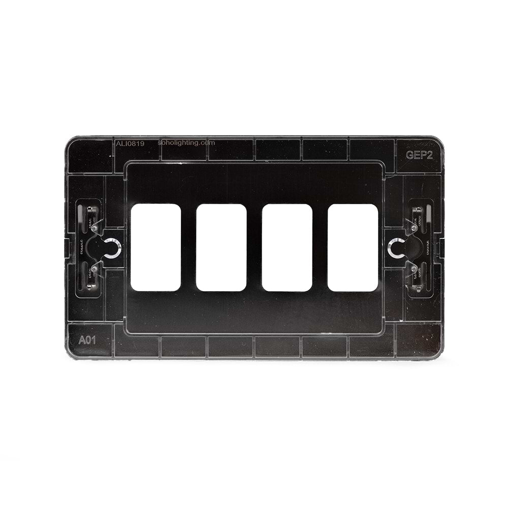 The Connaught Collection Black Nickel Flat Plate 4 Gang RM Rectangular Module Grid Switch Plate
