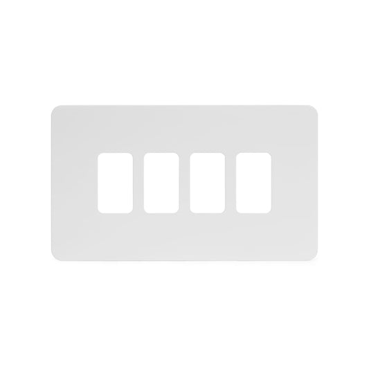 The Eldon Collection White Metal Flat Plate 4 Gang RM Rectangular Module Grid Switch Plate