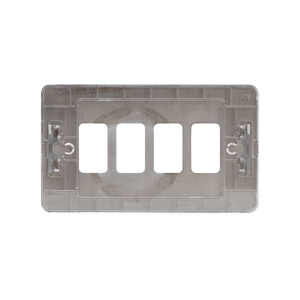 The Eldon Collection White Metal Flat Plate 4 Gang RM Rectangular Module Grid Switch Plate