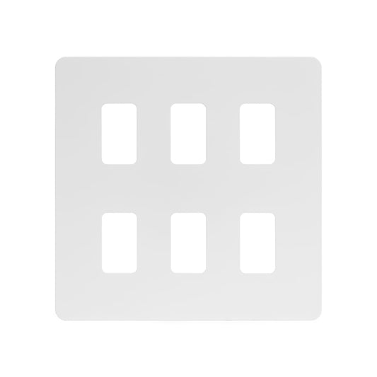 The Eldon Collection White Metal Flat Plate 6 Gang RM Rectangular Module Grid Switch Plate