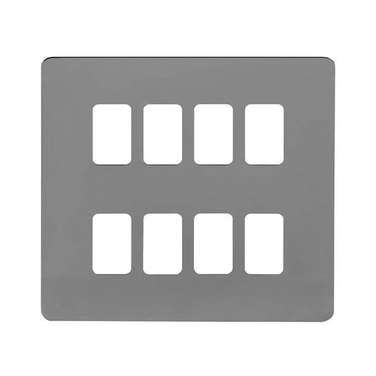 Soho Lighting Black Nickel Flat Plate 8 Gang RM Rectangular Module Grid Switch Plate