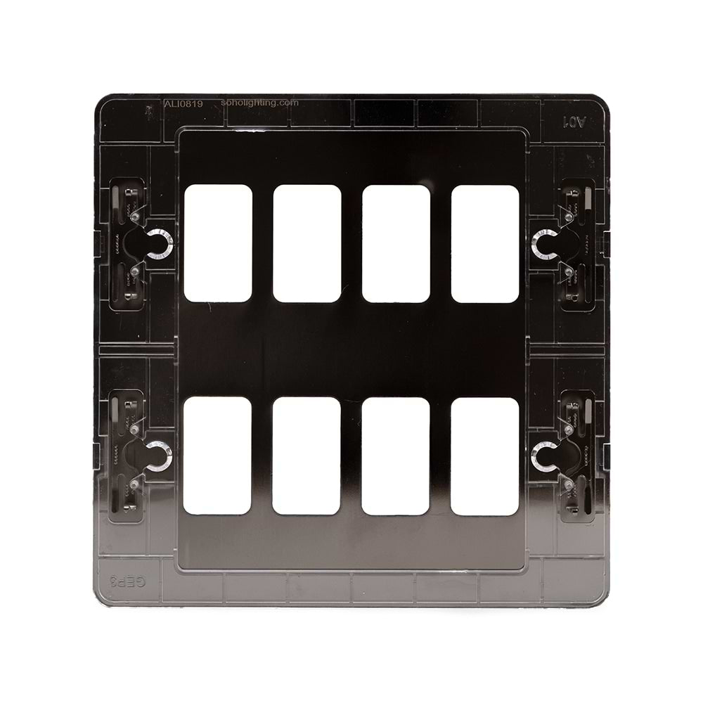 Soho Lighting Black Nickel Flat Plate 8 Gang RM Rectangular Module Grid Switch Plate