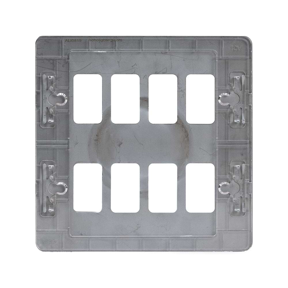 Soho Lighting White Metal Flat Plate 8 Gang RM Rectangular Module Grid Switch Plate