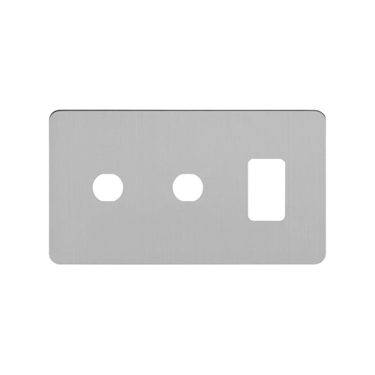 The Lombard Collection Brushed Chrome Flat Plate 3 Gang 1RM+2CM Dual Module Grid Switch Plate