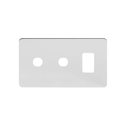 The Finsbury Collection Polished Chrome Flat Plate 3 Gang 1RM+2CM Dual Module Grid Switch Plate