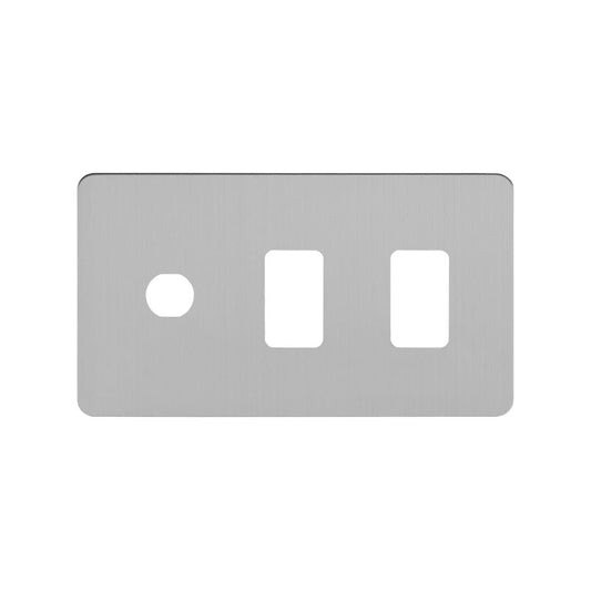 The Lombard Collection Brushed Chrome Flat Plate 3 Gang 2RM+1CM Dual Module Grid Switch Plate