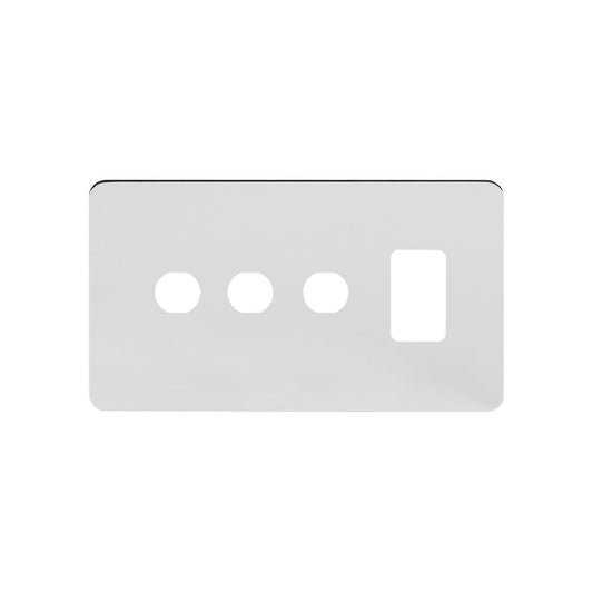 The Finsbury Collection Polished Chrome Flat Plate 4 Gang 1RM+3CM Dual Module Grid Switch Plate