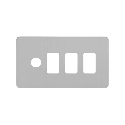 The Lombard Collection Brushed Chrome Flat Plate 4 Gang 3RM+1CM Dual Module Grid Switch Plate