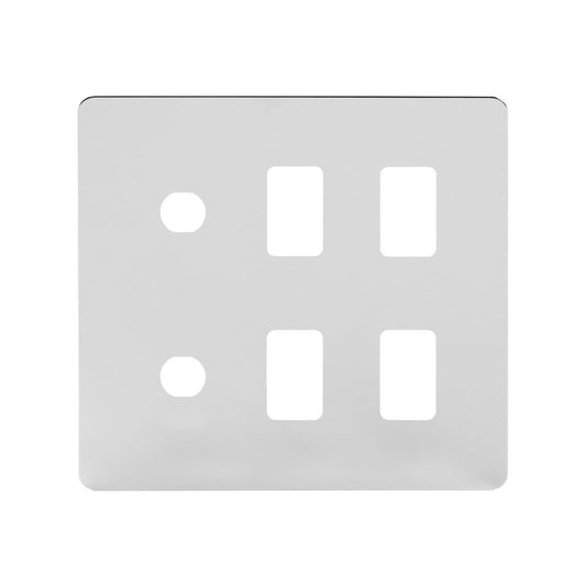 The Finsbury Collection Polished Chrome Flat Plate 6 Gang 4RM+2CM Dual Module Grid Switch Plate