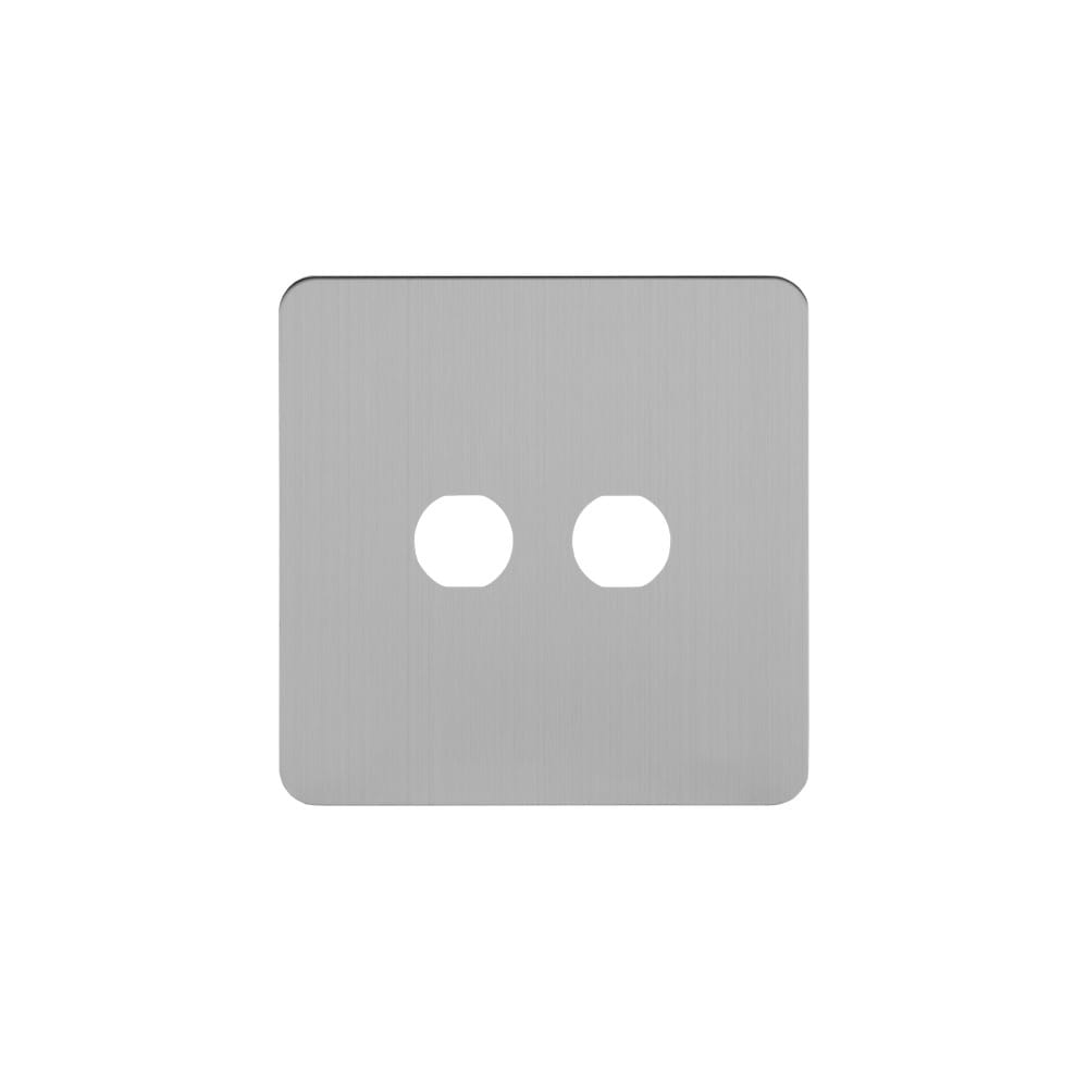 The Lombard Collection Brushed Chrome Flat Plate 2 Gang CM Circular Module Grid Switch Plate