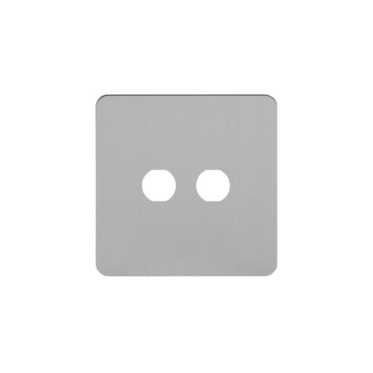 The Lombard Collection Brushed Chrome Flat Plate 2 Gang CM Circular Module Grid Switch Plate