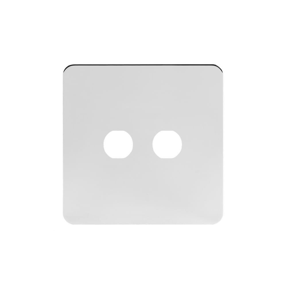 The Finsbury Collection Polished Chrome Flat Plate 2 Gang CM Circular Module Grid Switch Plate
