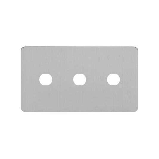 The Lombard Collection Brushed Chrome Flat Plate 3 Gang CM Circular Module Grid Switch Plate