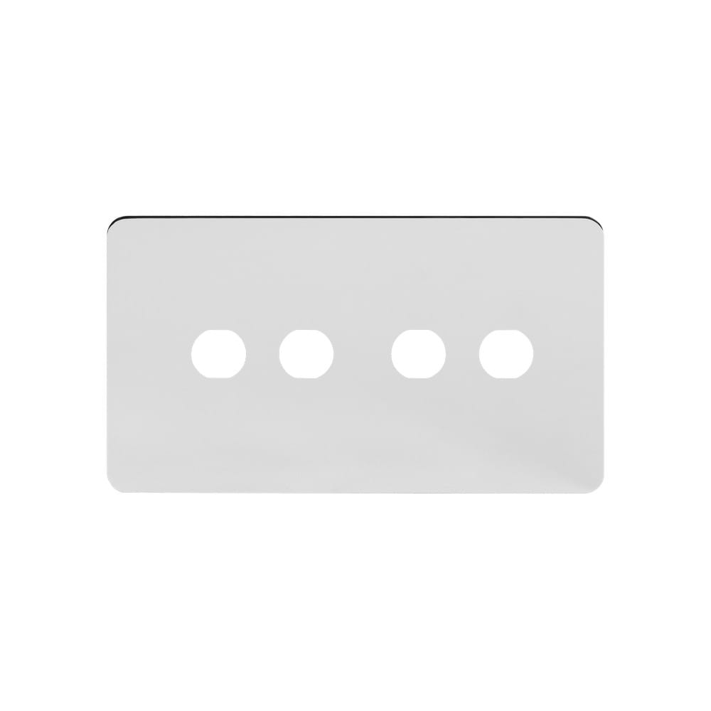 The Finsbury Collection Polished Chrome Flat Plate 4 Gang CM Circular Module Grid Switch Plate