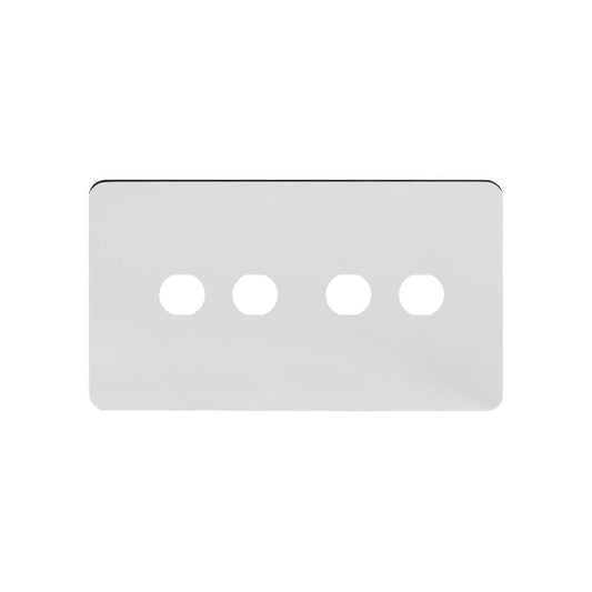 The Finsbury Collection Polished Chrome Flat Plate 4 Gang CM Circular Module Grid Switch Plate