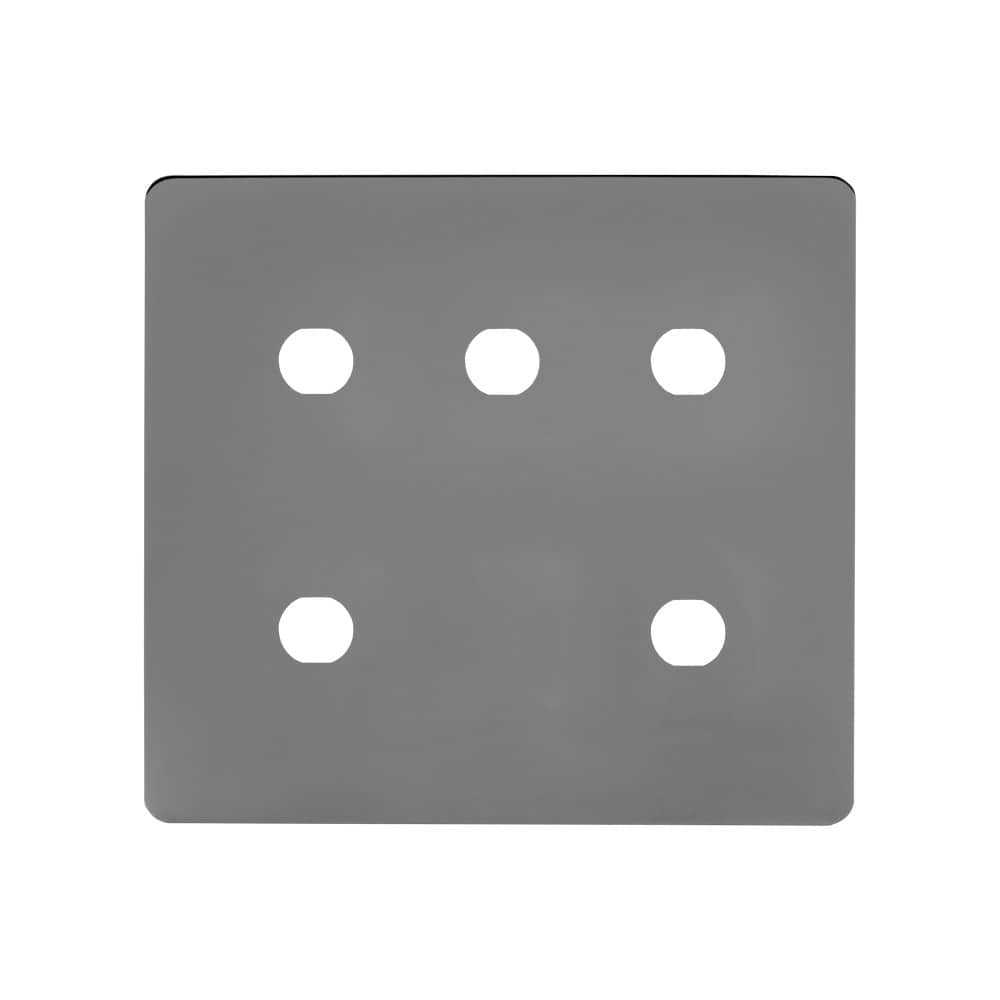 The Connaught Collection Black Nickel Flat Plate 5 Gang CM Circular Module Grid Switch Plate