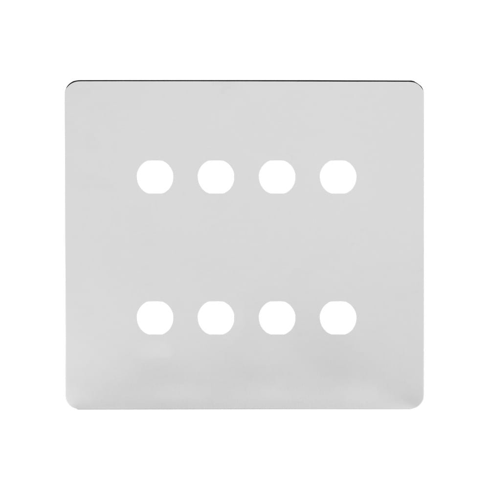 The Finsbury Collection Polished Chrome Flat Plate 8 Gang CM Circular Module Grid Switch Plate