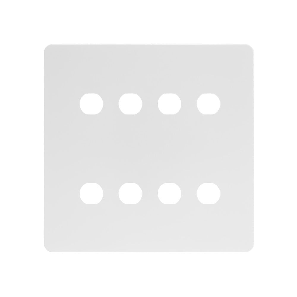 The Eldon Collection White Metal Flat Plate 8 Gang CM Circular Module Grid Switch Plate