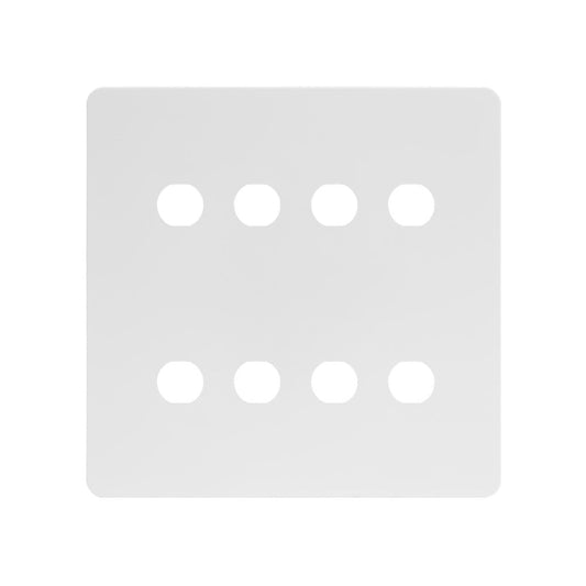 The Eldon Collection White Metal Flat Plate 8 Gang CM Circular Module Grid Switch Plate
