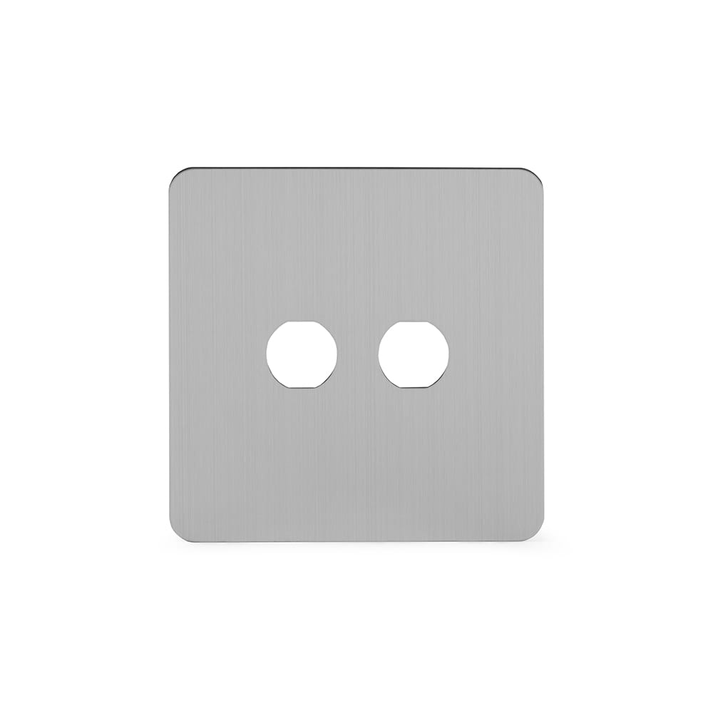 The Lombard Collection Brushed Chrome Flat Plate 2 Gang LT3 Toggle Plate ONLY
