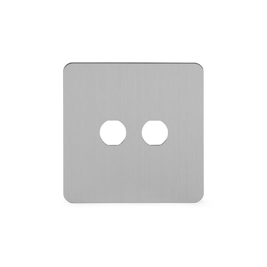 The Lombard Collection Brushed Chrome Flat Plate 2 Gang LT3 Toggle Plate ONLY