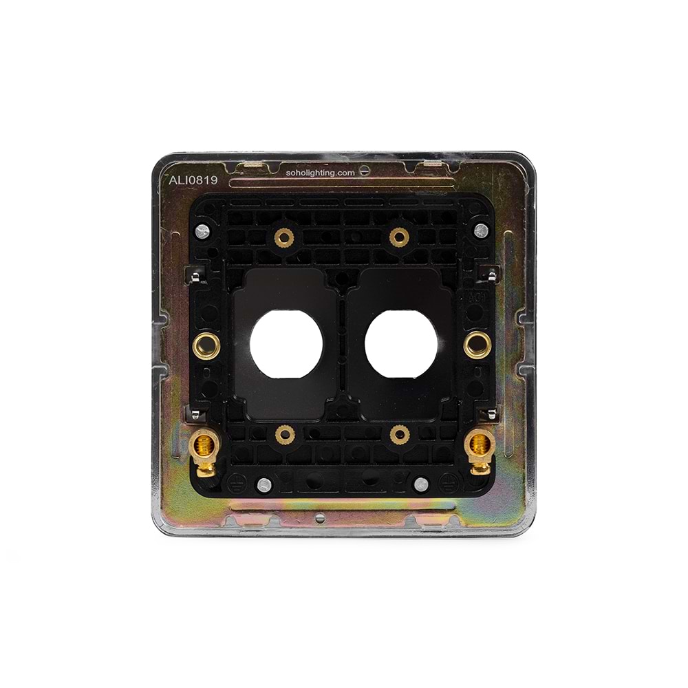 The Finsbury Collection Polished Chrome Flat Plate 2 Gang LT3 Toggle Plate ONLY