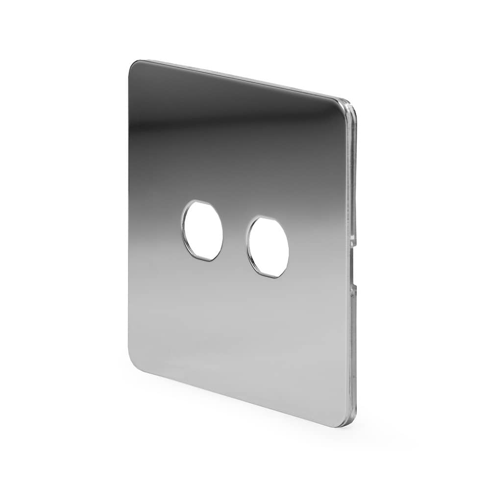 The Finsbury Collection Polished Chrome Flat Plate 2 Gang LT3 Toggle Plate ONLY