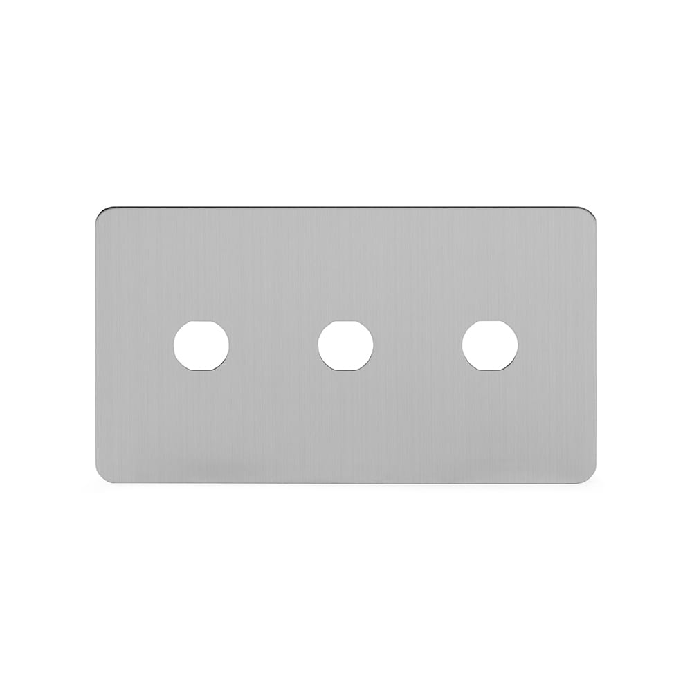 The Lombard Collection Brushed Chrome Flat Plate 3 Gang LT3 Toggle Plate ONLY