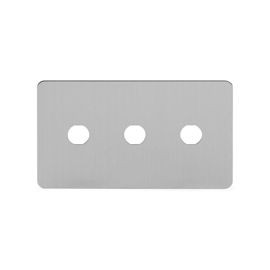 The Lombard Collection Brushed Chrome Flat Plate 3 Gang LT3 Toggle Plate ONLY