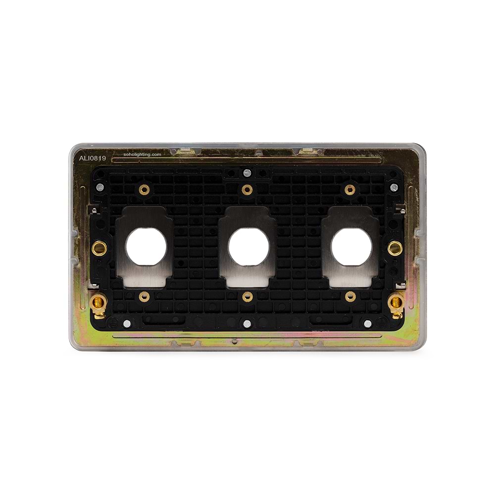 The Lombard Collection Brushed Chrome Flat Plate 3 Gang LT3 Toggle Plate ONLY