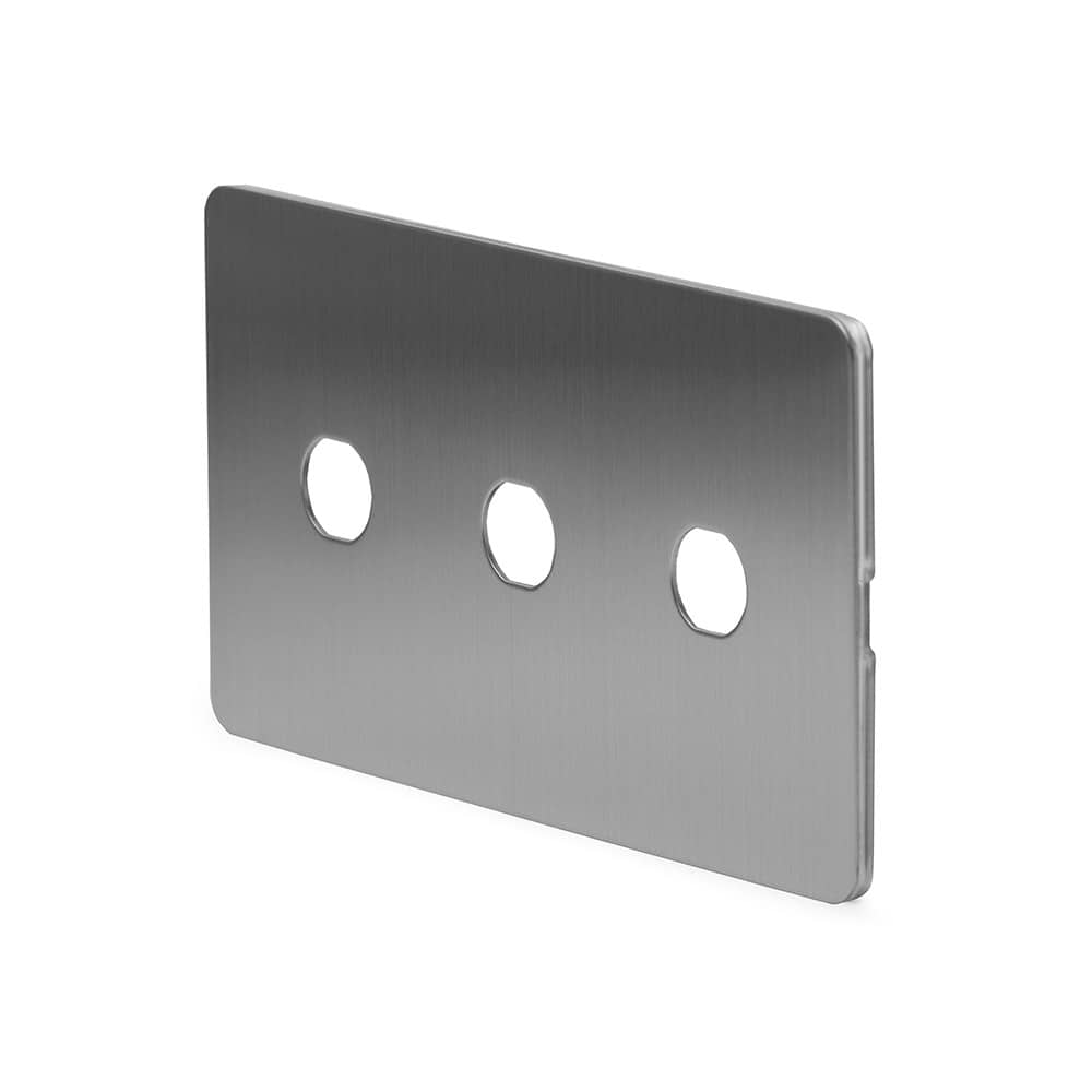 The Lombard Collection Brushed Chrome Flat Plate 3 Gang LT3 Toggle Plate ONLY