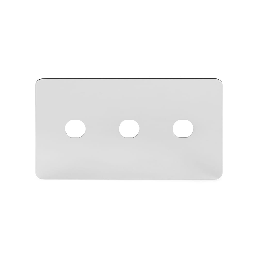 The Finsbury Collection Polished Chrome Flat Plate 3 Gang LT3 Toggle Plate ONLY