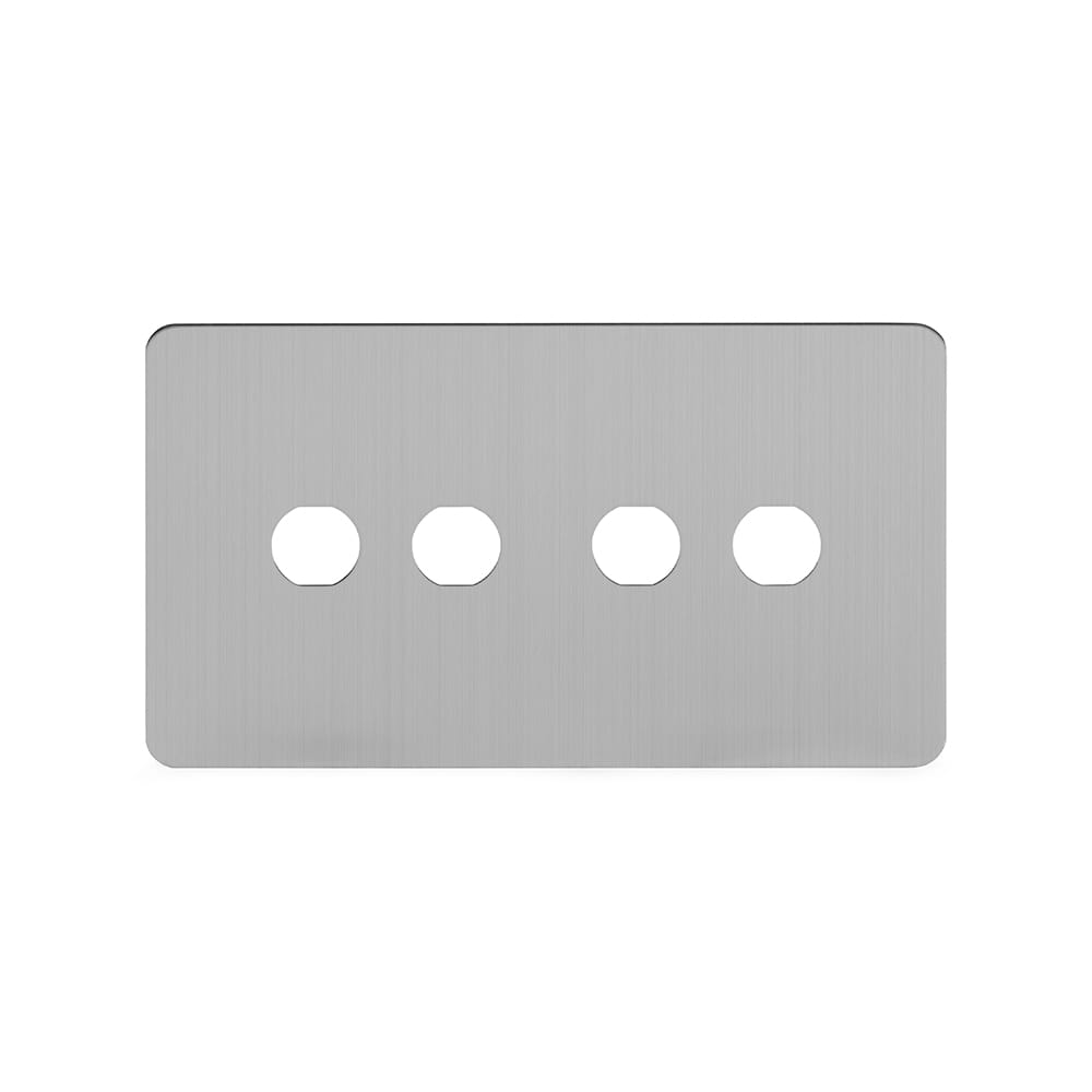 The Lombard Collection Brushed Chrome Flat Plate 4 Gang LT3 Toggle Plate ONLY