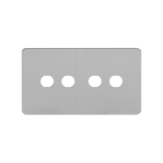The Lombard Collection Brushed Chrome Flat Plate 4 Gang LT3 Toggle Plate ONLY
