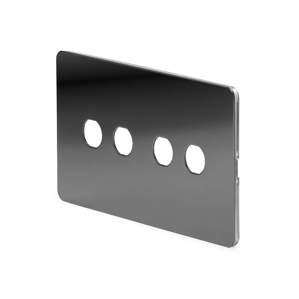 The Connaught Collection Black Nickel Flat Plate 4 Gang LT3 Toggle Plate ONLY